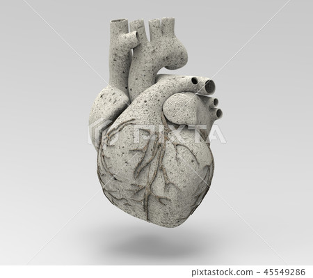 3D limestone human heart illustration 3D limestone human heart illustration 45549286