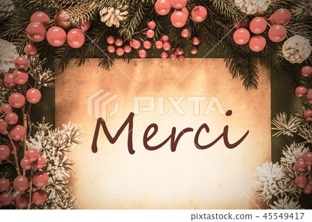 Retro Christmas Decoration, Merci Means Thank You 45549417