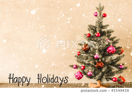 Tree With Vintage Purple Balls, Happy Holidays 45549439