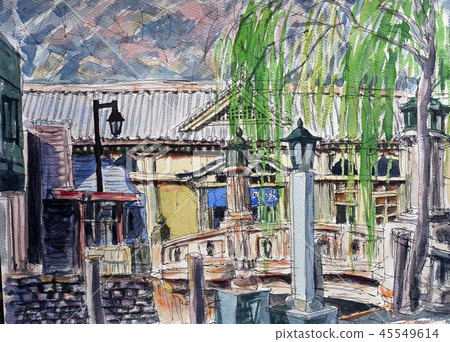 Kinosaki Onsen Ichinoyu sketch drawing Onsen Hyogo Kinosaki Onsen Ichinoyu sketch drawing Onsen Hyogo 45549614