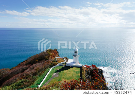 Lighthouse and ocean at cape Chikyu Hokkaido Japan Lighthouse and ocean at cape Chikyu Hokkaido Japan 45552474