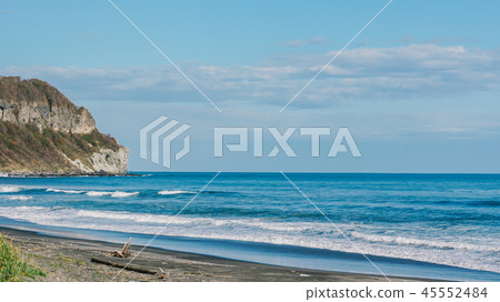 Beach and ocean at cape Chikyu Hokkaido Japan Beach and ocean at cape Chikyu Hokkaido Japan 45552484