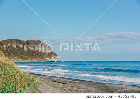 Beach and ocean at cape Chikyu Hokkaido Japan Beach and ocean at cape Chikyu Hokkaido Japan 45552485