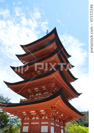 1000日曆 豐國神社 的 五重塔 嚴島神社 宮島町 廿日市市 廣島縣 照片素材 圖片 圖庫