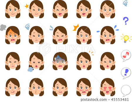 20 types of expressions of women - Stock Illustration [45553481] - PIXTA