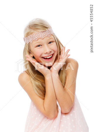 happy beautiful girl in pale pink dress happy beautiful girl in pale pink dress 45554852
