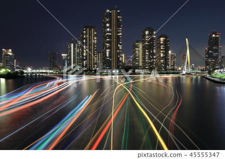 River city evening scene River city evening scene 45555347
