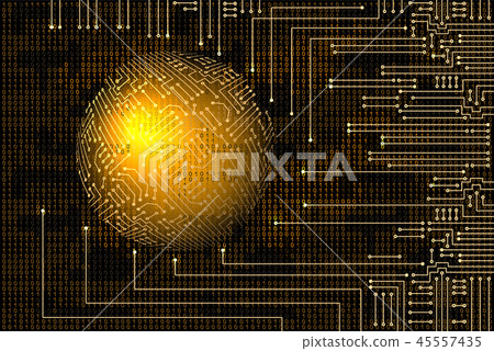 Electronic circuit with binary code and sphere - Stock Illustration ...