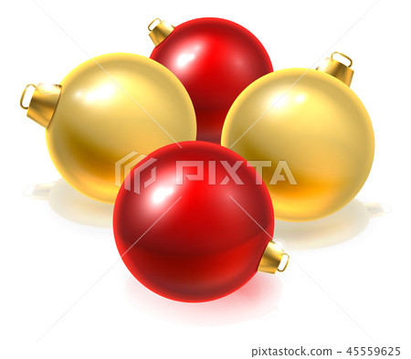 Gold and Red Christmas Bauble Balls Ornaments Gold and Red Christmas Bauble Balls Ornaments 45559625