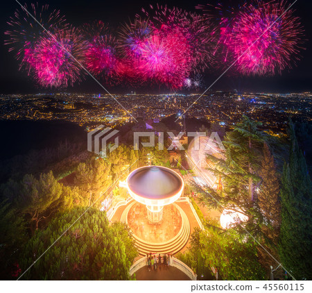 Barcelona night view from Tibidabo Mountain 45560115