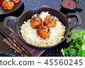 Spicy chicken balls in sweet chilli glaze 45560245