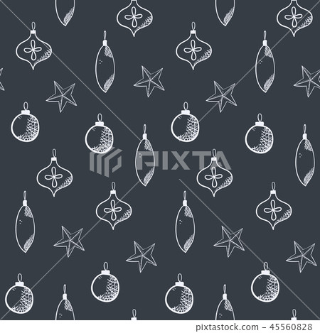 Monochrome cute vector Christmas balls pattern - Stock Illustration ...