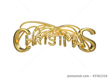 Christmas elegant golden lettering word with letters bound by strings isolated on white background 45562326
