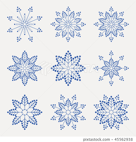 Christmas set of graceful, fragile snowflakes of blue color, Christmas set of graceful, fragile snowflakes of blue color, 45562938