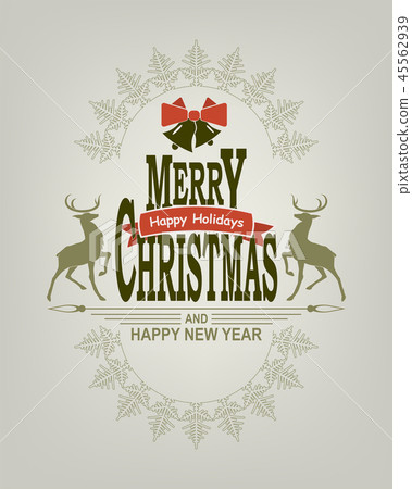 Christmas sign with deer, bells and abstract snowflake, Christmas sign with deer, bells and abstract snowflake, 45562939