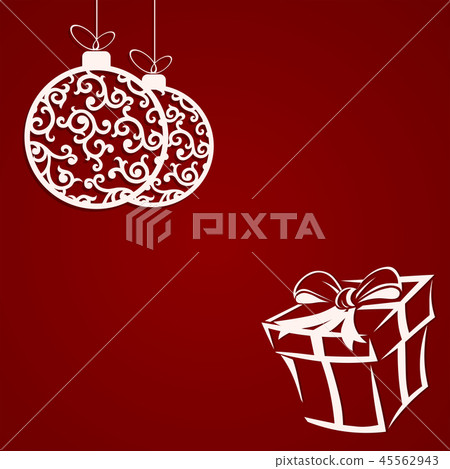 Christmas composition with the silhouette of retro-style balls and boxes. Christmas composition with the silhouette of retro-style balls and boxes. 45562943