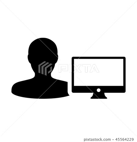 Outsourcing icon vector male person user computer 45564229