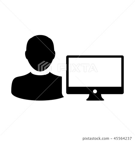 Office icon vector male person user computer sign - Stock Illustration ...