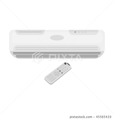 Air conditioner with remote control icon in monochrome style isolated on white background. Office Air conditioner with remote control icon in monochrome style isolated on white background. Office 45565419