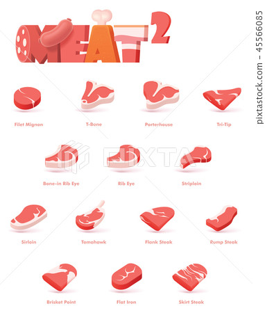 Vector beef meat cuts for steaks 45566085
