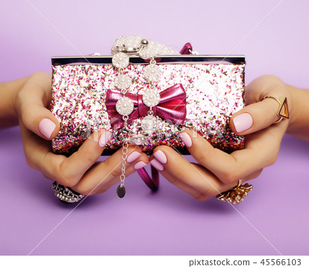 little girl stuff for princess, woman hands holding small cute h 45566103