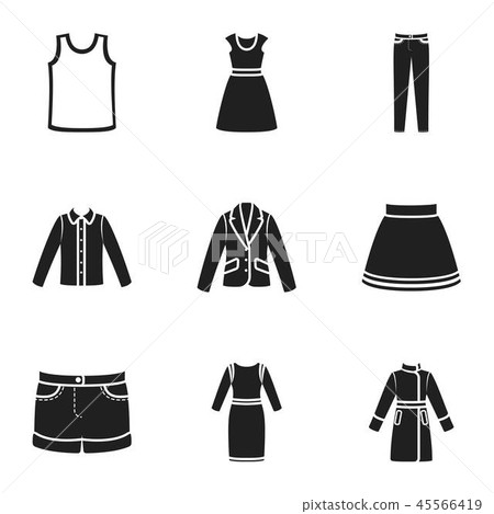 Clothes set icons in black style. Big collection of clothes vector symbol stock illustration Clothes set icons in black style. Big collection of clothes vector symbol stock illustration 45566419