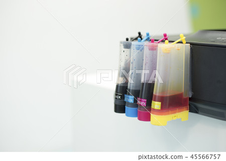 Printer Ink jet tank. Computer and Color concept 45566757
