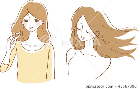 Hair Care Damaged Hair Beauty Hair Woman Illustration Set 45567396