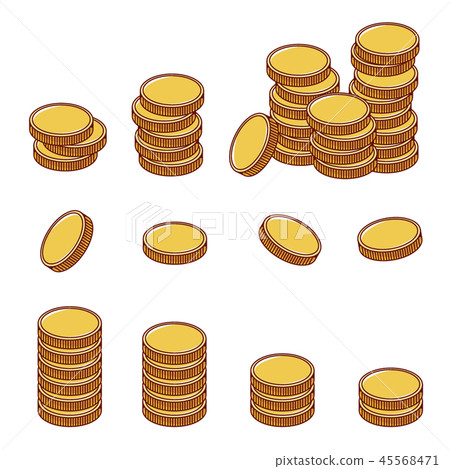 Isolated golden coins stack vector illustration. Isolated golden coins stack vector illustration. 45568471