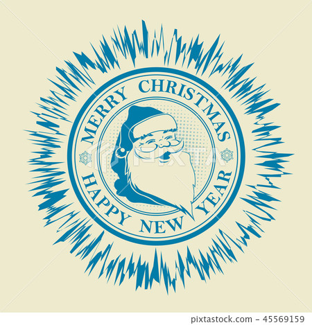 Christmas blue frame with text and silhouette of Santa Claus face. Christmas blue frame with text and silhouette of Santa Claus face. 45569159