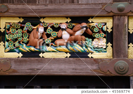Nikko Toshogu Shrine Shinsho Monkey Sculpture "Childhood" / Three Monkeys (Tochigi Prefecture, Nikko City) 45569774