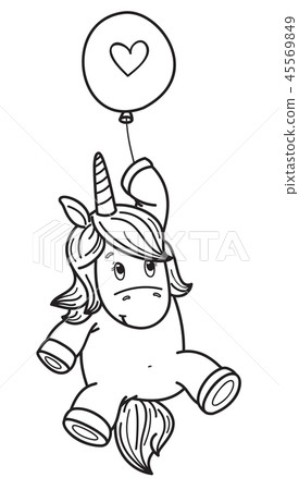 Vector cute unicorn with balloon. Vector cute unicorn with balloon. 45569849