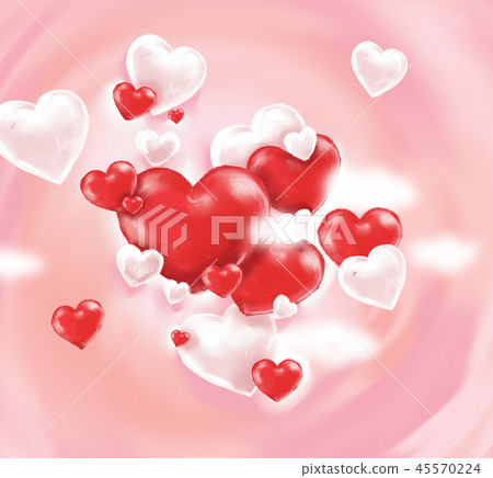 White and red balls in the shape of a heart 45570224