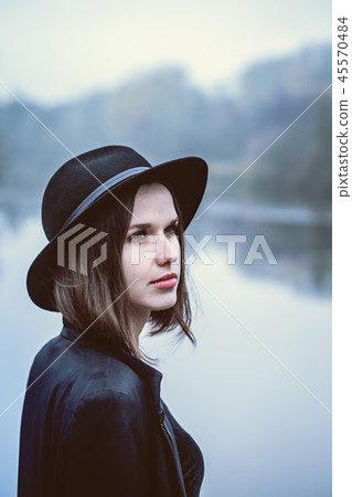 pensive girl in a hat pensive girl in a hat 45570484