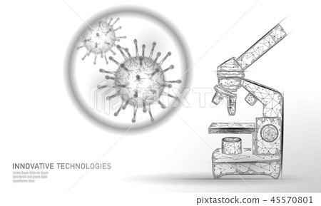 Microscope virus 3D low poly render. Laboratory analysis infection chronic disease Hepatitis virus Microscope virus 3D low poly render. Laboratory analysis infection chronic disease Hepatitis virus 45570801