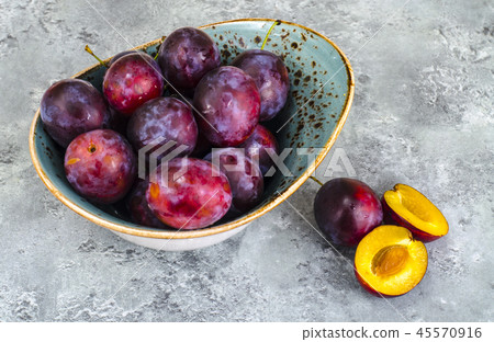 Ripe sweet organic plums 45570916