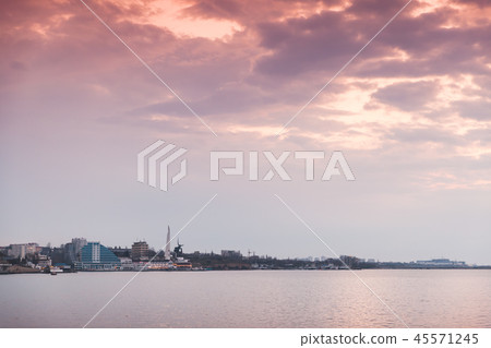 Sevastopol cityscape under colorful sky 45571245