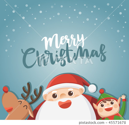 Merry Christmas. Santa with elf and reindeer. Merry Christmas. Santa with elf and reindeer. 45571678