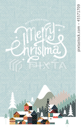Wishing you a very Merry Christmas and Happy New year. Winter calligraphy and background. Vector 45571709