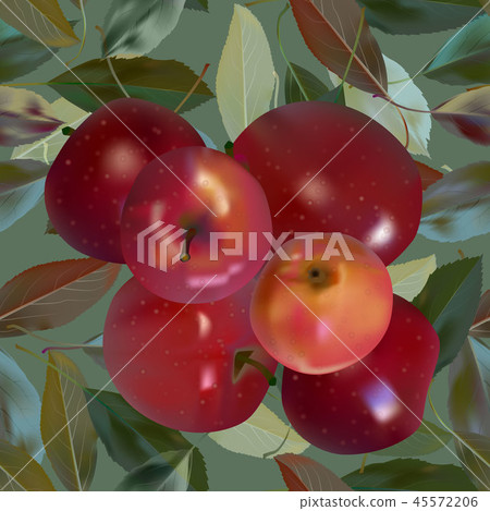Red apples on green Vector 45572206