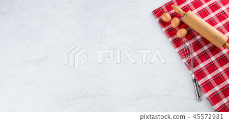 Top view tools and Ingredients for baking, 45572981