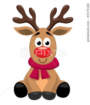 vector cute cartoon of red nosed reindeer vector cute cartoon of red nosed reindeer 45573180