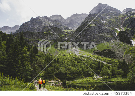 path to Rysy peak with tourists, Morskie Oko,  45573394
