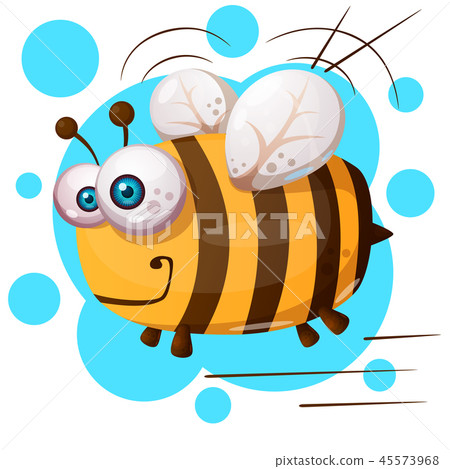 Crazy bee - cartoon illustration character. 45573968