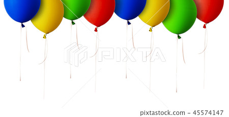 Red, blue, green and yellow balloons border 45574147