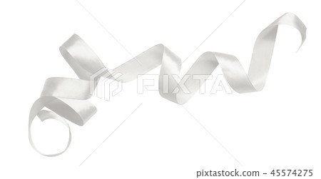 Curled gray silk ribbon 45574275