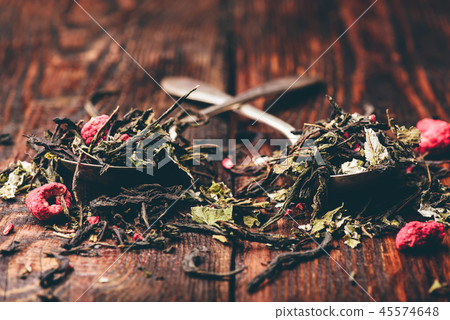 Two spoonfuls of raspberry herbal tea 45574648