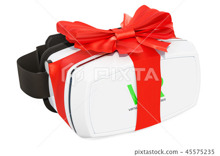 VR glasses with bow and ribbon, gift concept VR glasses with bow and ribbon, gift concept 45575235