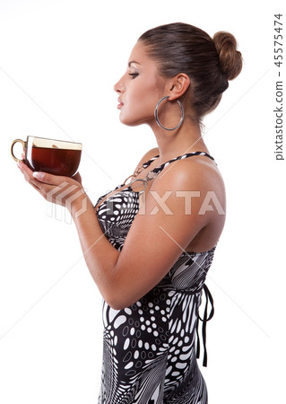 Woman with cup of tea 45575474