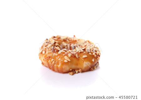 Donut with nut isolated on white background 45580721
